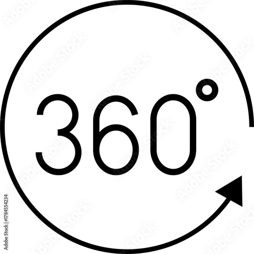 360 Degrees Icon. 360 degrees vector icon set. Rotate symbol