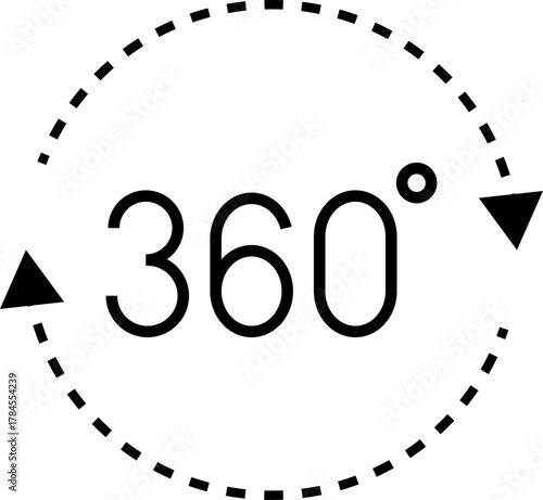 360 Degrees Icon. 360 degrees vector icon set. Rotate symbol