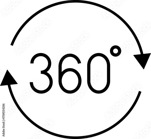 360 Degrees Icon. 360 degrees vector icon set. Rotate symbol