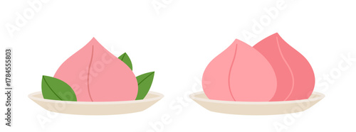 Longevity peach buns clipart.
Pink peach of immortality illustration.
Chinese birthday peach vector set.
