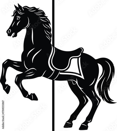 Black carousel horse vector illustration vintage fairground animal art eps silhouette