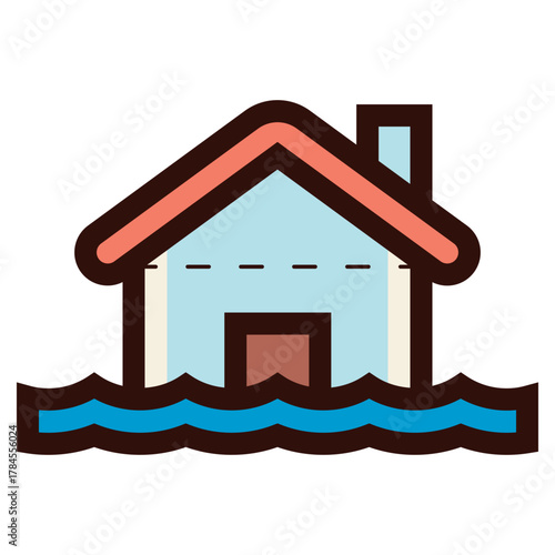 flooded house icon illustration