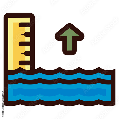 high tide sea with gauge icon illustration