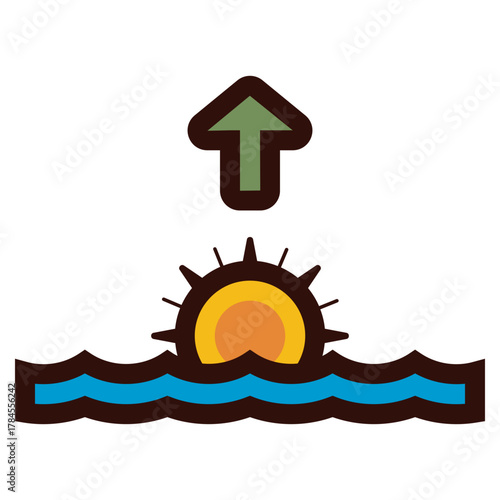 sunrise at sea icon illustration