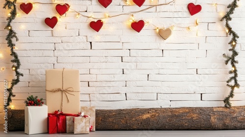 Festive Christmas Gifts Brick Wall Decor.