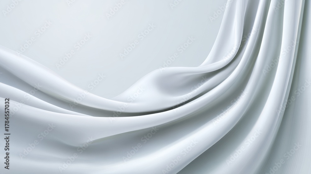 Obraz premium Elegant and Soft White Silk Fabric Draped Smoothly on a Light Background, Perfect for Textures, Backgrounds, and Fashion Photography