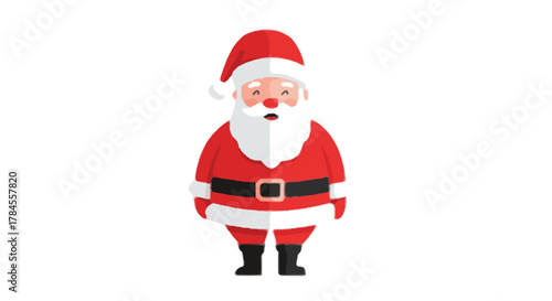 Charming flat vector illustration of Santa Claus character with a surprised expression, isolated on a white background for Christmas holiday design