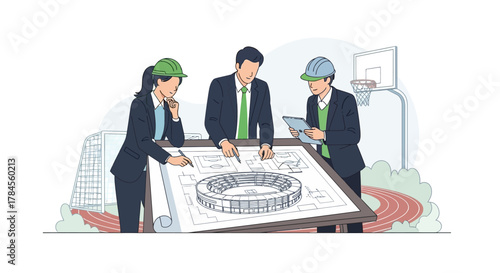 Architects Planning Stadium Construction Project.