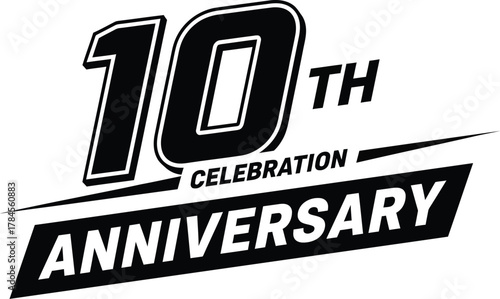 Tenth anniversary celebration event company milestone black and white eps silhouette