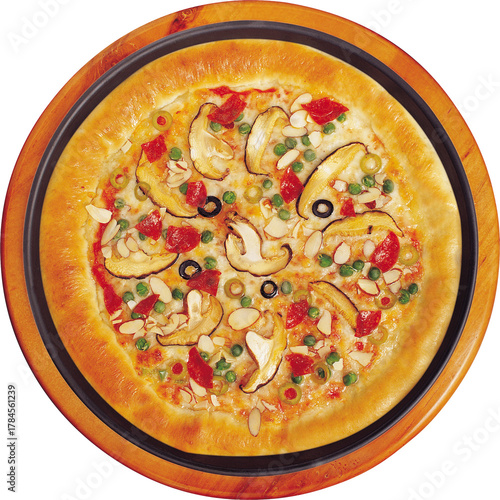 pizza on a white background，Celebrating Thanksgiving, turkey，PNG