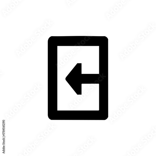 Принти на полотні Black line icon showing a left-pointing arrow exiting a doorway, symbolizing logout, exit, or sign-out actions in digital or physical contexts