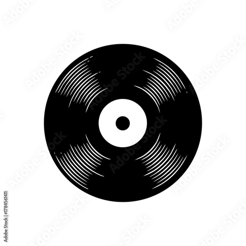 Black vinyl record design symbolizing music, retro sound, vintage media, and classic entertainment nostalgia.