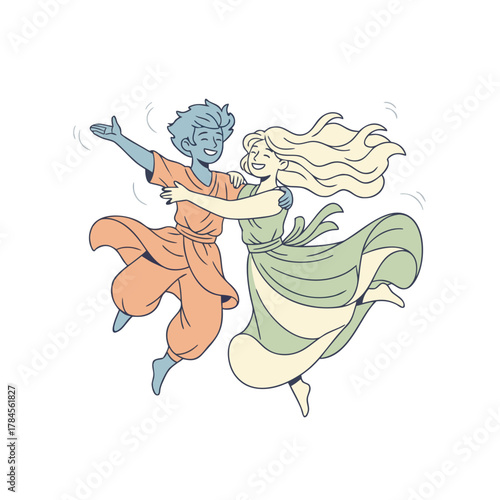 Joyful Young Friends Dancing Together In A Vibrant Celebration Isolated On Transparent Background Expressing Pure Happiness And Unity With Dynamic Motion And Flowing Outfits