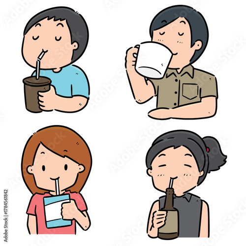 vector set of people drinking