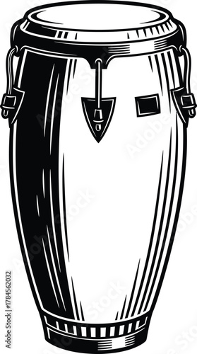Conga drum vector illustration percussion instrument music black and white eps silhouette