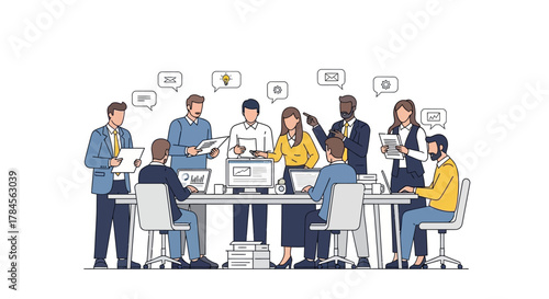 Business team meeting discussing project strategy.