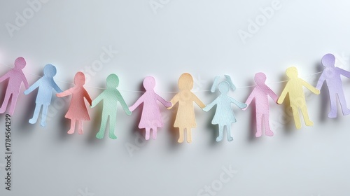 Colorful paper dolls garland for children celebrations and decorations. Universal Children's Day