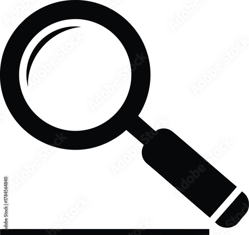 Magnifying glass icon search find zoom focus analysis research symbol eps silhouette