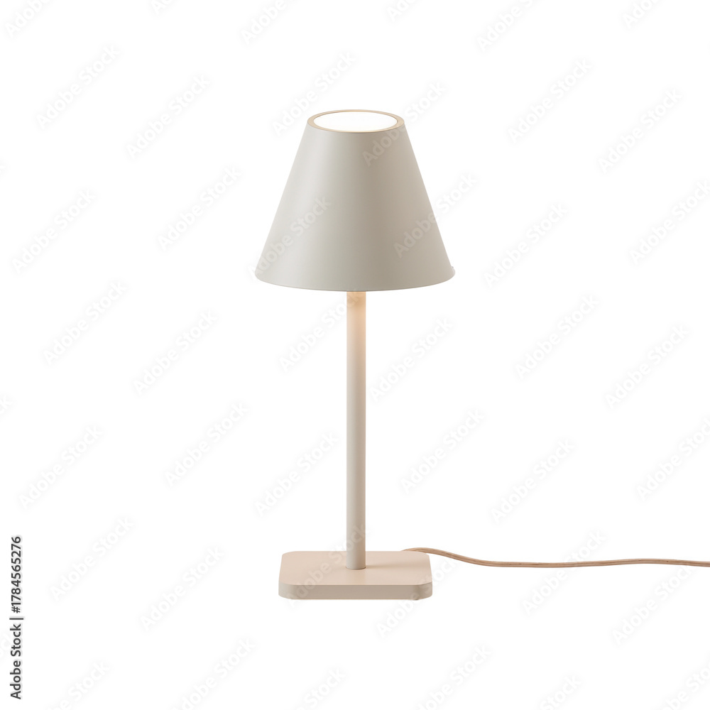Fototapeta premium Minimalist table lamp with soft illumination against a dark background enhancing cozy ambiance