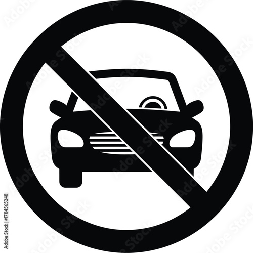 No car sign vector illustration prohibition symbol traffic restriction eps silhouette