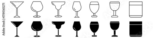 Glasses icon vector set. wineglass illustration sign collection. alcohol symbol. Bar logo.
