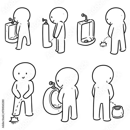 vector set of man peeing