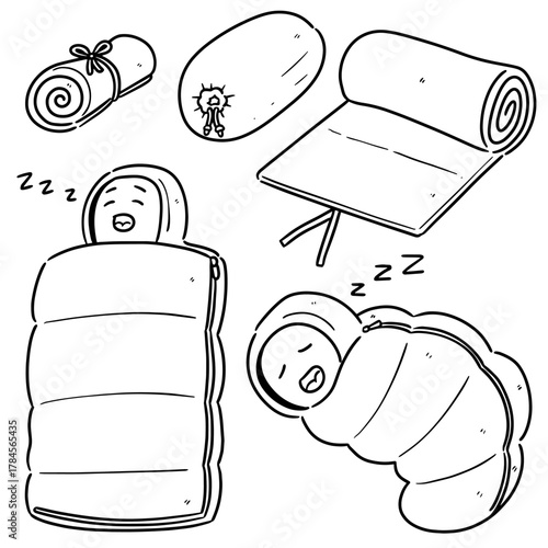 vector set of sleeping bag