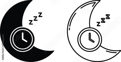 Sleep time icon vector illustration good night rest bedtime concept art eps silhouette