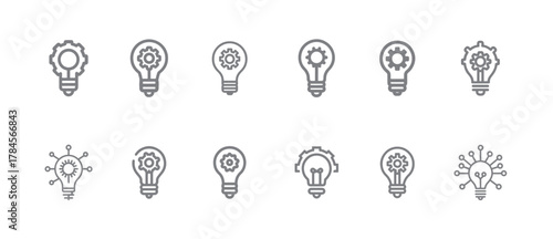 Various lightbulb icons arranged to illustrate the concept of innovation