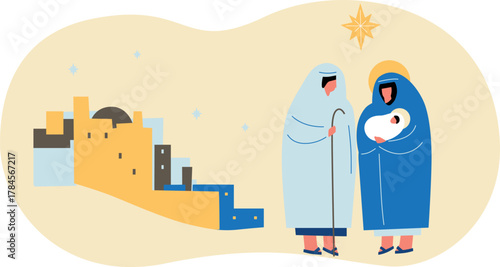 Bethlehem Christmas Star Nativity Scene Birth Of Jesus Holy Night Biblical Story Christmas Vector Religious Symbol Divine Light Miracle Night Sky Guiding Star Christian Art Illustration
