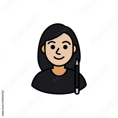 vector avatar of a smiling female artist 