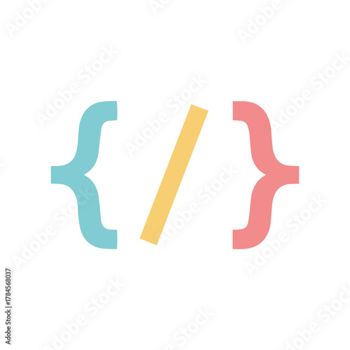 Abstract programming code brackets and slash symbol