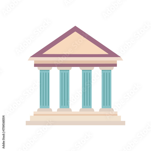 Classical building with columns and triangular roof