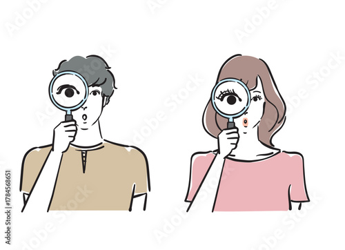 じっくり観察する爽やかな30代男女