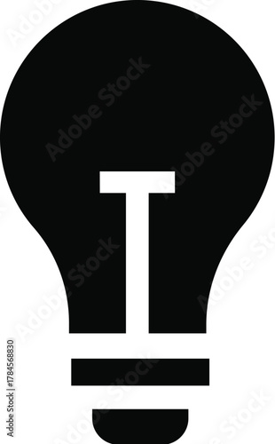 Simple black silhouette of a classic light bulb icon representing ideas and innovation.