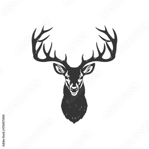 Black and white deer silhouette illustration