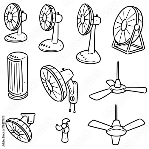 vector set of fan cartoon