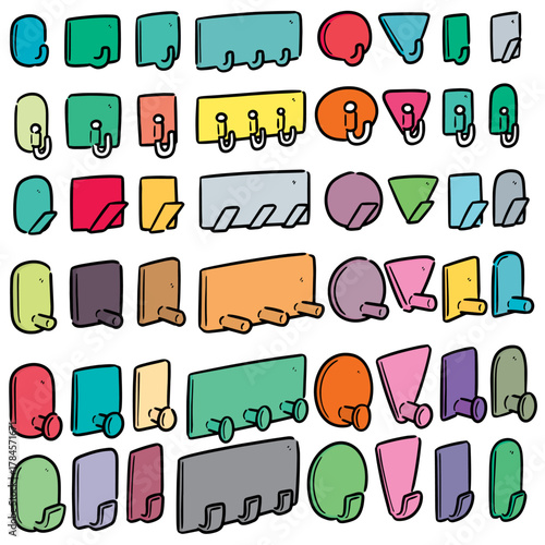vector set of wall hook