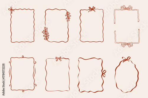 Hand drawn whimsical Christmas frame design set.