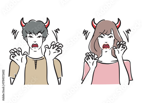 怒っている爽やかな30代男女