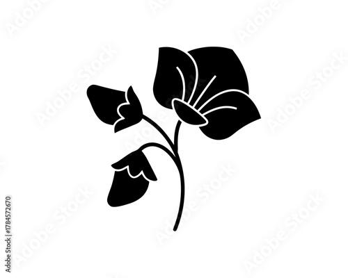 unique Sweet Pea Flower Icon silhouette illustration isolated on white background
