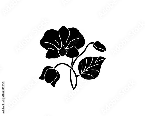 unique Sweet Pea Flower Icon silhouette illustration isolated on white background