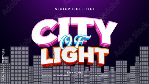 city of light editable text effect 3d vector