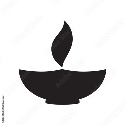 Minimal Diya Lamp Silhouette Icon