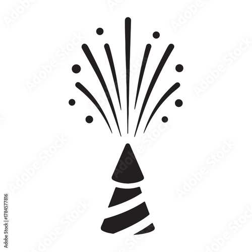Party Popper Cone Burst Silhouette Icon