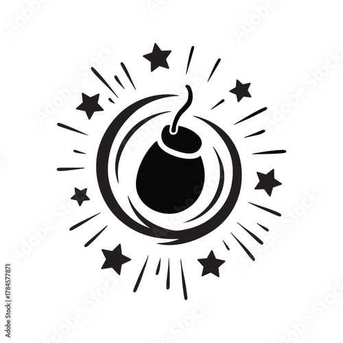 Cartoon Bomb Explosion Silhouette Icon
