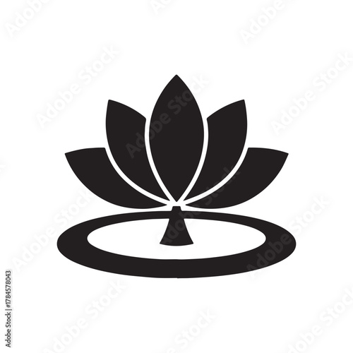 Lotus on Water Silhouette Icon