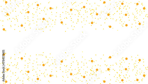 Orange Dot Border. Festive Decorative Frame with Yellow Splashes and Blank Center