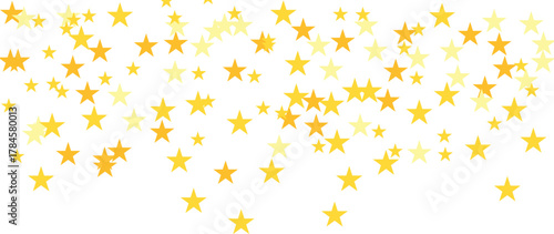 Scattered Star Pattern. Yellow Orange Floating Icons on White Background for Festive Design. Seamless Pattern with Stars