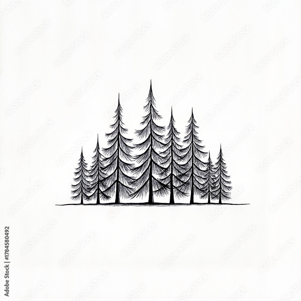 Obraz premium Stylized fir trees forming a forest pattern, artistic representation
